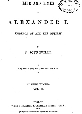 Alexander I - Emperor of all Russias - Joyneville 1875